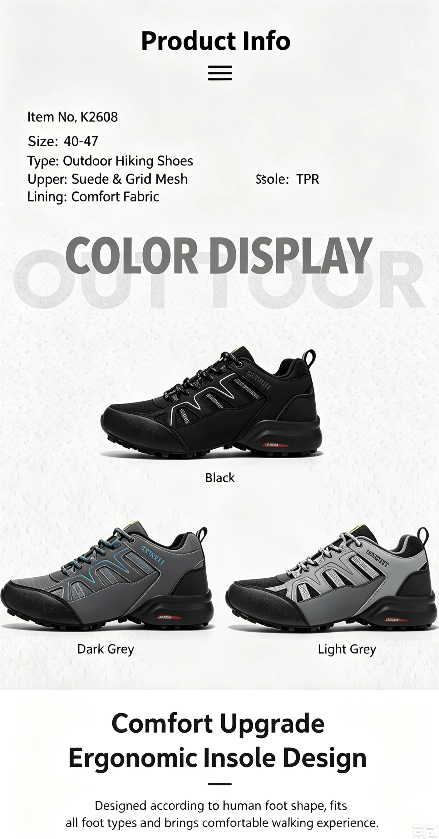 Men's Casual Shoes,Anti-Collision Toe Hiking Sports Shoes,Breathable And Non-Slip,All-terrain Camping Mountain Walking Shoes