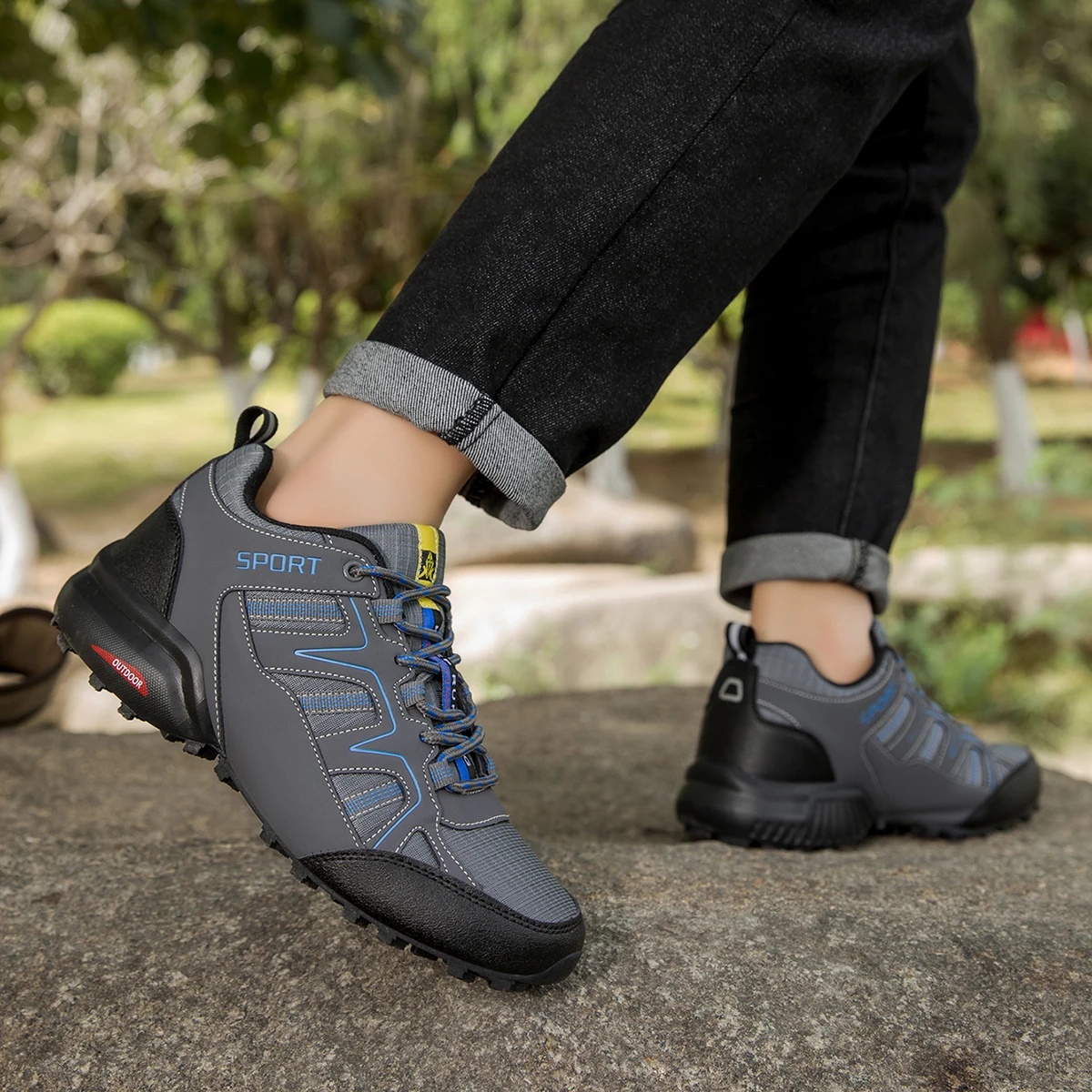 Men's Casual Shoes,Anti-Collision Toe Hiking Sports Shoes,Breathable And Non-Slip,All-terrain Camping Mountain Walking Shoes