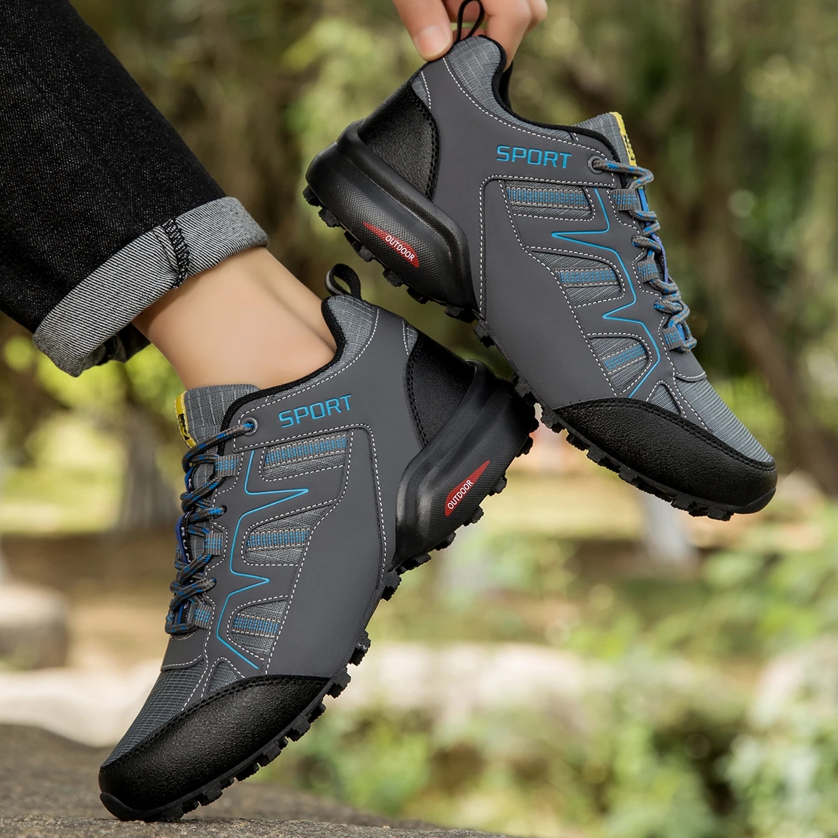 Men's Casual Shoes,Anti-Collision Toe Hiking Sports Shoes,Breathable And Non-Slip,All-terrain Camping Mountain Walking Shoes