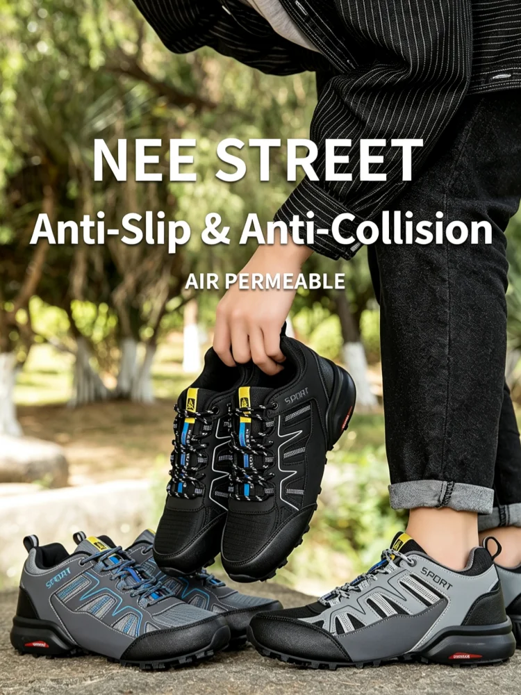 Men's Casual Shoes,Anti-Collision Toe Hiking Sports Shoes,Breathable And Non-Slip,All-terrain Camping Mountain Walking Shoes