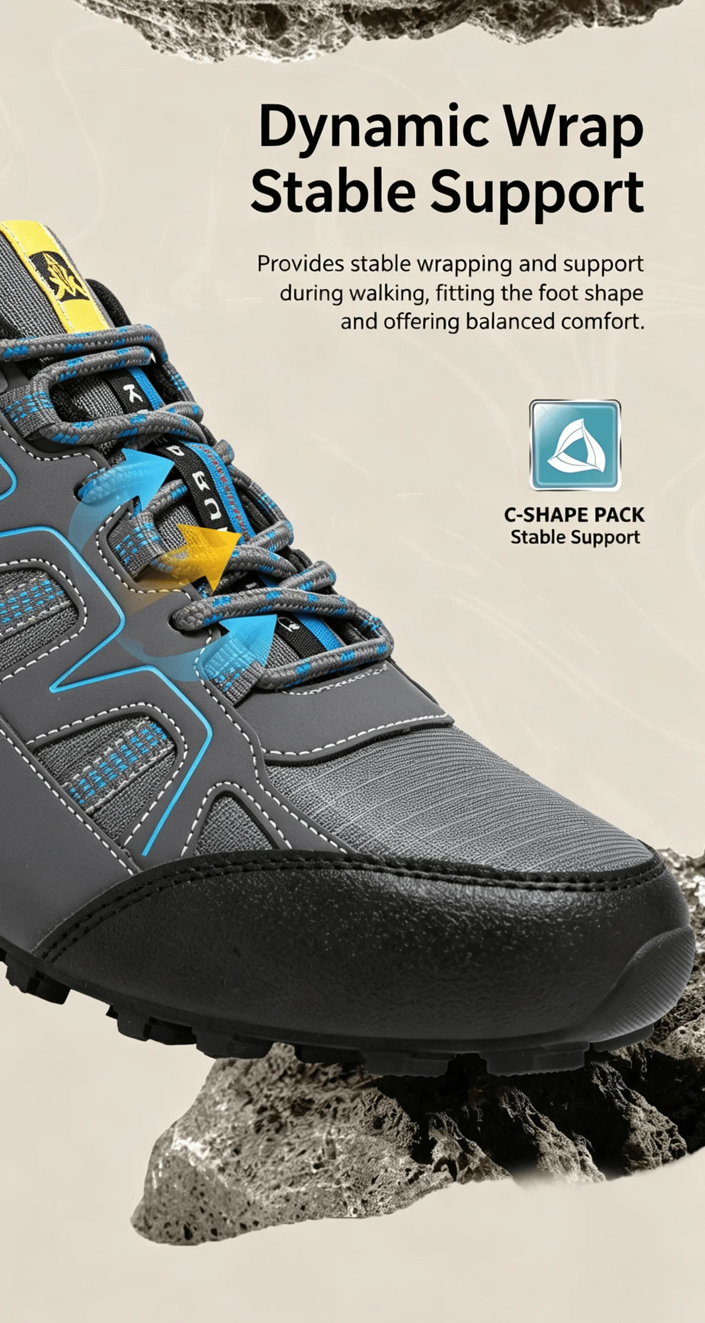 Men's Casual Shoes,Anti-Collision Toe Hiking Sports Shoes,Breathable And Non-Slip,All-terrain Camping Mountain Walking Shoes