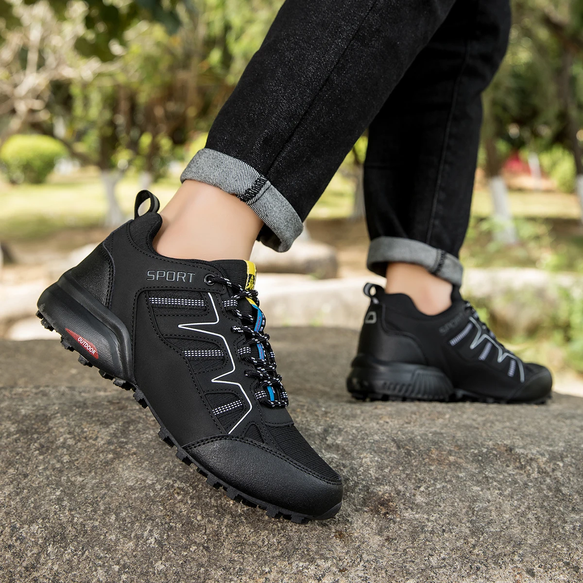 Men's Casual Shoes,Anti-Collision Toe Hiking Sports Shoes,Breathable And Non-Slip,All-terrain Camping Mountain Walking Shoes