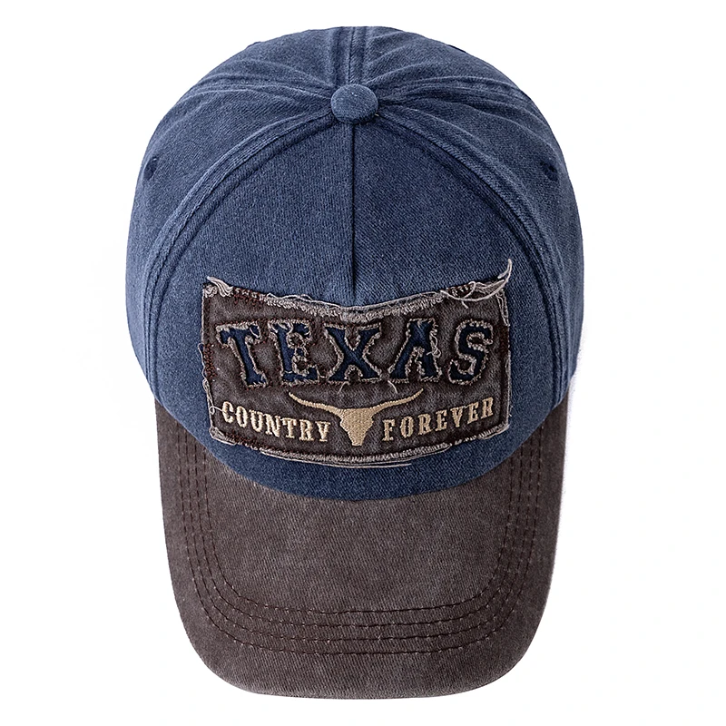 Hot Sale Unisex Washed Cotton Vintage Baseball Cap TEXAS Letter Embroidery Outdoor Sports Dad Hat For Men And Women