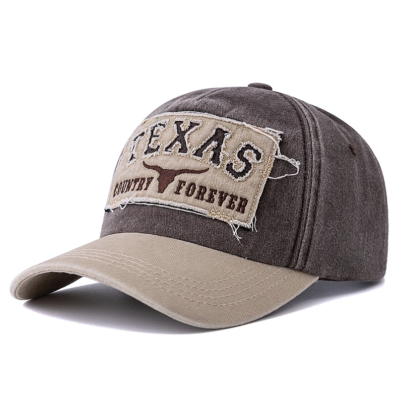 Hot Sale Unisex Washed Cotton Vintage Baseball Cap TEXAS Letter Embroidery Outdoor Sports Dad Hat For Men And Women