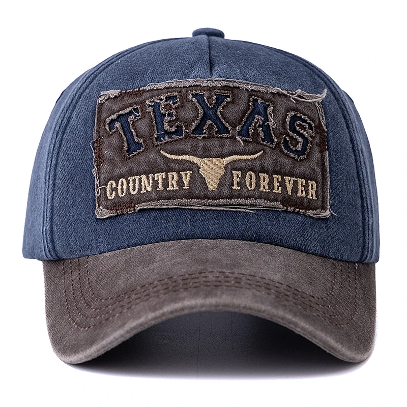 Hot Sale Unisex Washed Cotton Vintage Baseball Cap TEXAS Letter Embroidery Outdoor Sports Dad Hat For Men And Women