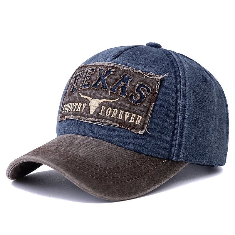 Hot Sale Unisex Washed Cotton Vintage Baseball Cap TEXAS Letter Embroidery Outdoor Sports Dad Hat For Men And Women