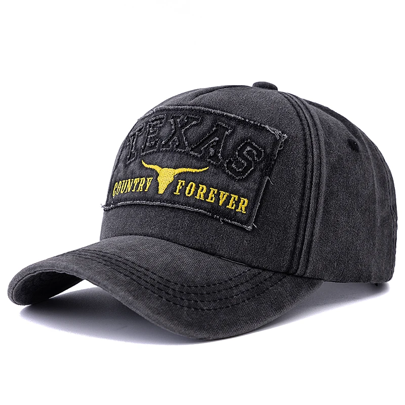 Hot Sale Unisex Washed Cotton Vintage Baseball Cap TEXAS Letter Embroidery Outdoor Sports Dad Hat For Men And Women