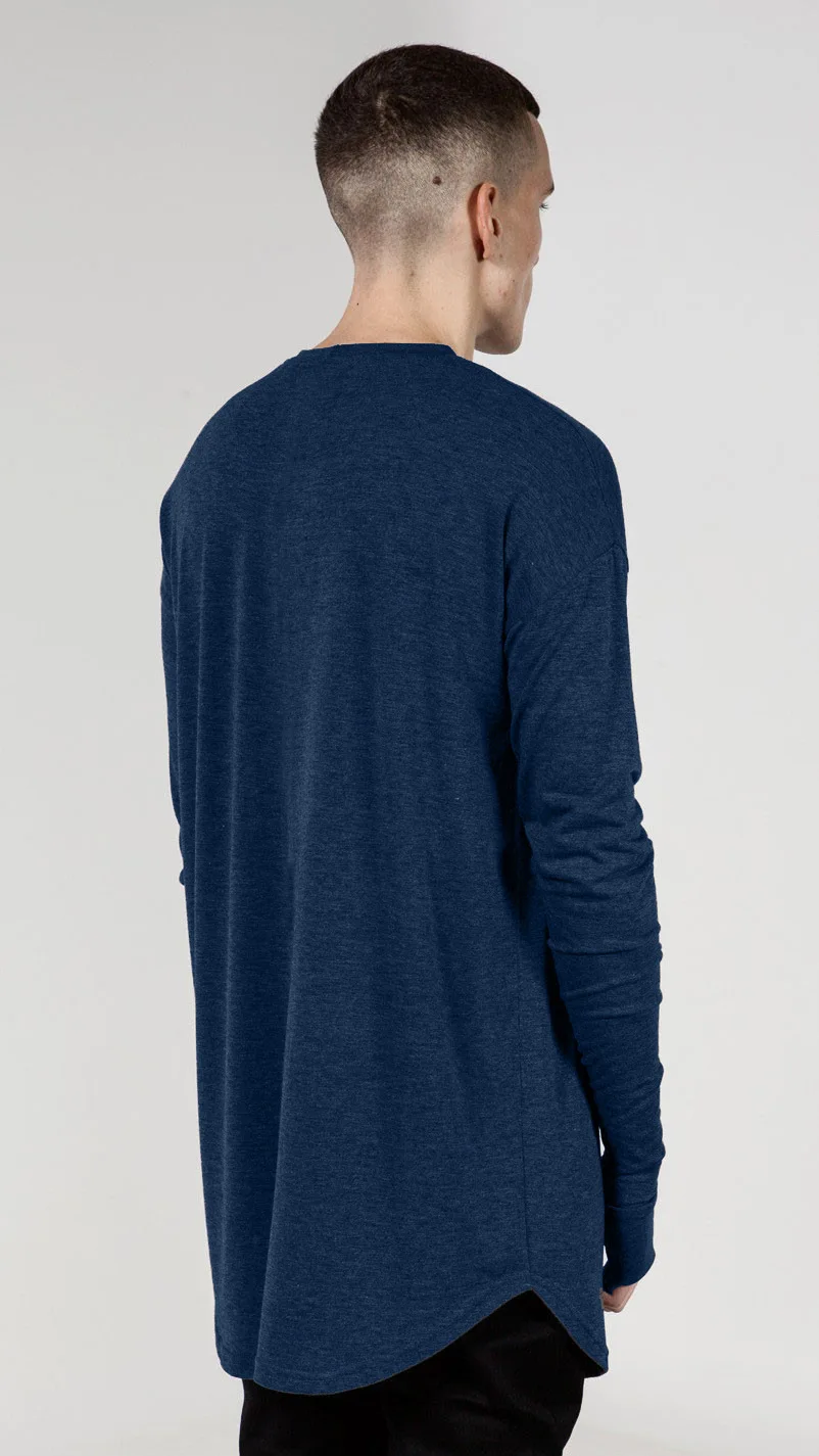 Quality Hip Hop T Shirt Full Mens Long Sleeve T-Shirt with Thumb Hole Cuffs Tees Shirts Curve Hem Men Street Wear Tops Plus Size