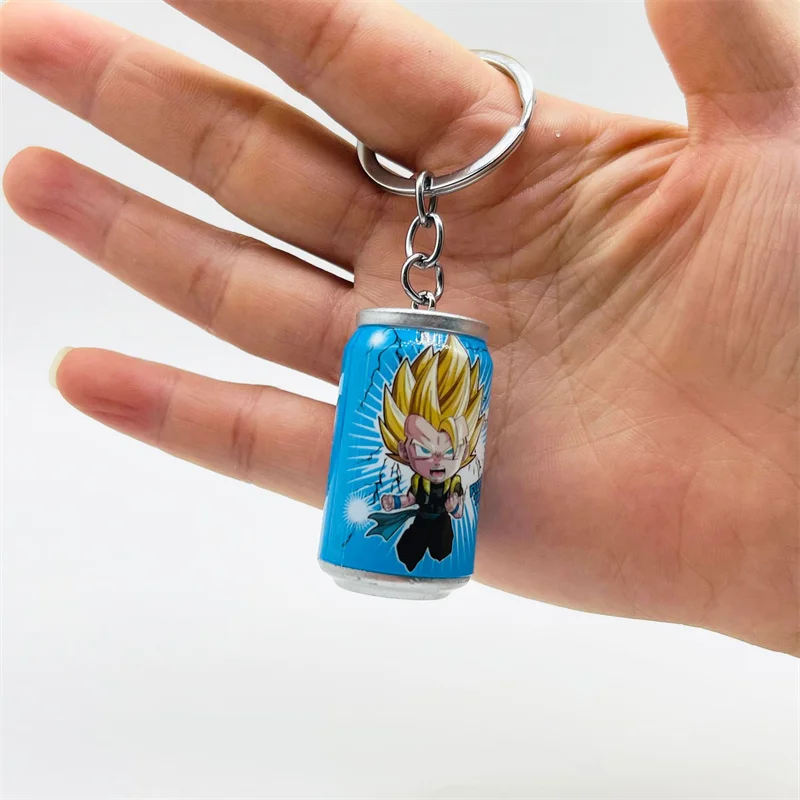 4Pcs/Set Dragon Ball Anime Keychain Son Goku Kakarotto Vegeta Trunks Cartoon Keychain Cans Figure Toys Fans Birthday Gifts
