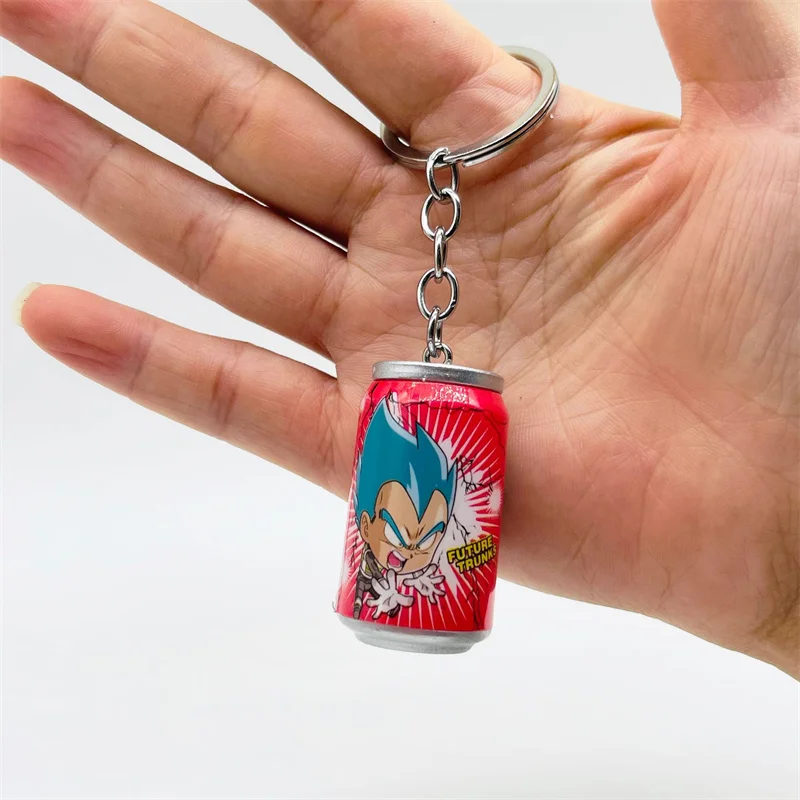 4Pcs/Set Dragon Ball Anime Keychain Son Goku Kakarotto Vegeta Trunks Cartoon Keychain Cans Figure Toys Fans Birthday Gifts