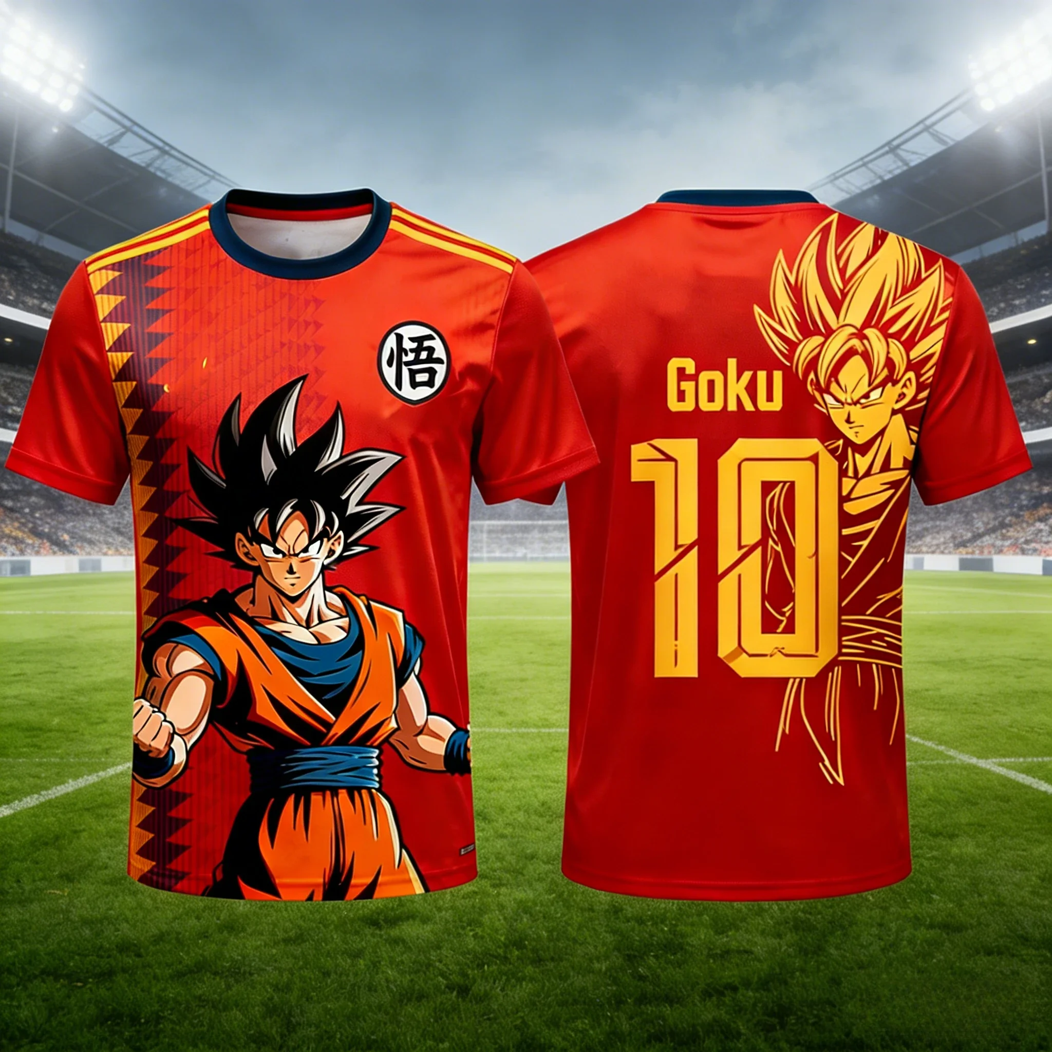 Goku Dragon Ball Soccer Jersey, Men Women Children Casual Anime Streetwear Fan Tee Summer quick-drying sports T-shirt