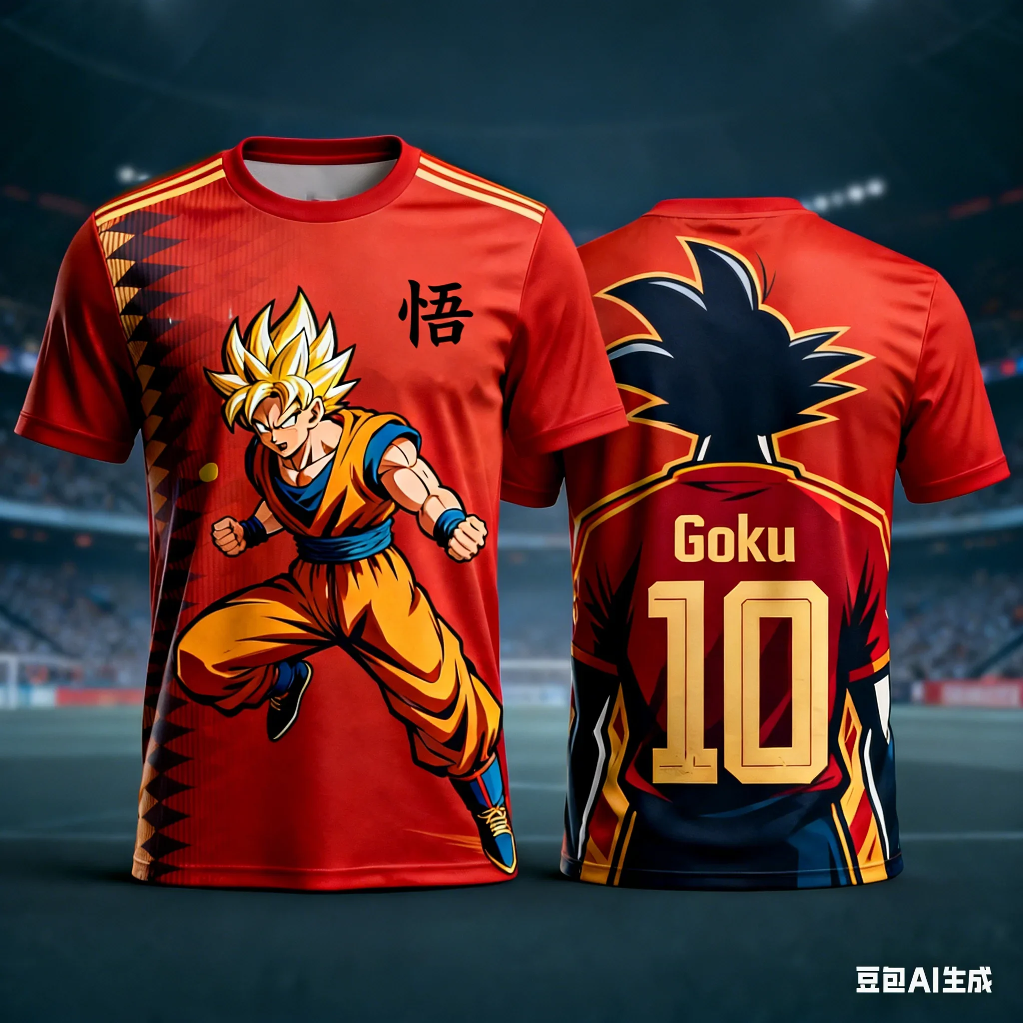 Goku Dragon Ball Soccer Jersey, Men Women Children Casual Anime Streetwear Fan Tee Summer quick-drying sports T-shirt
