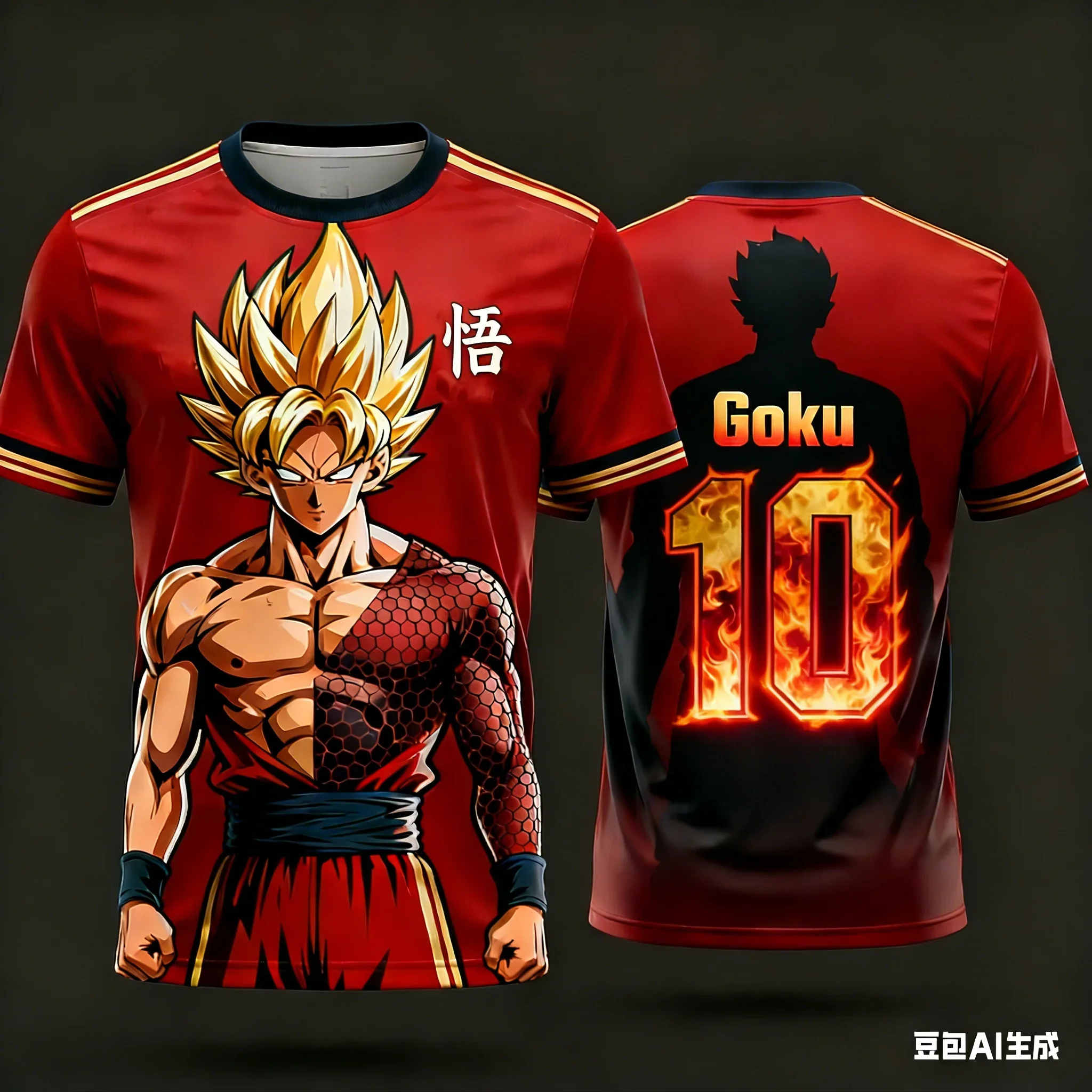Goku Dragon Ball Soccer Jersey, Men Women Children Casual Anime Streetwear Fan Tee Summer quick-drying sports T-shirt