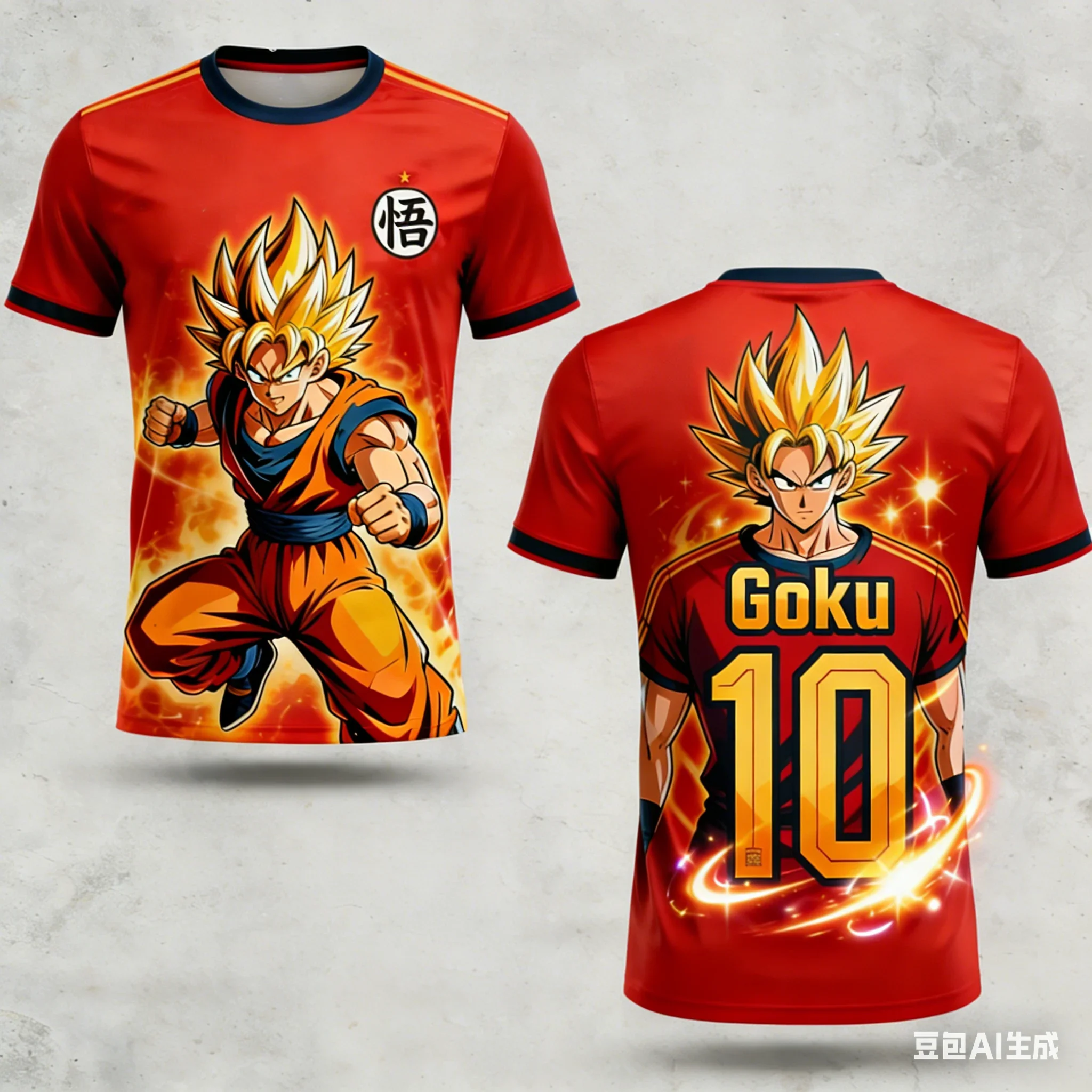 Goku Dragon Ball Soccer Jersey, Men Women Children Casual Anime Streetwear Fan Tee Summer quick-drying sports T-shirt
