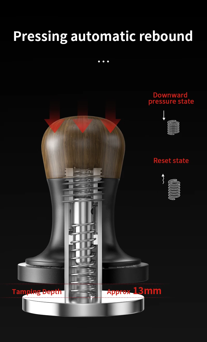 MHW-3BOMBER 30lb Constant Pressure Coffee Tamper 51mm 53mm 58mm Espresso Flat Tampers with Calibrated Spring Loaded Barista Tool