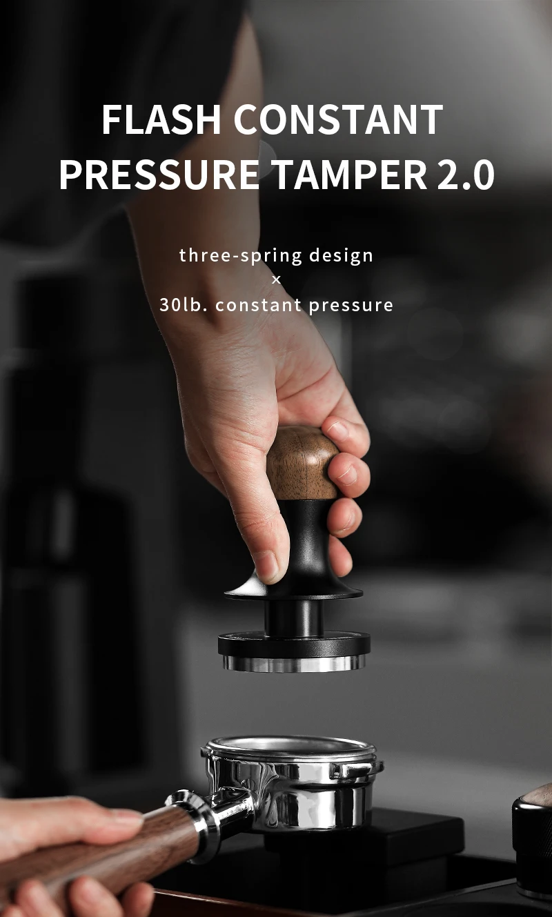 MHW-3BOMBER 30lb Constant Pressure Coffee Tamper 51mm 53mm 58mm Espresso Flat Tampers with Calibrated Spring Loaded Barista Tool