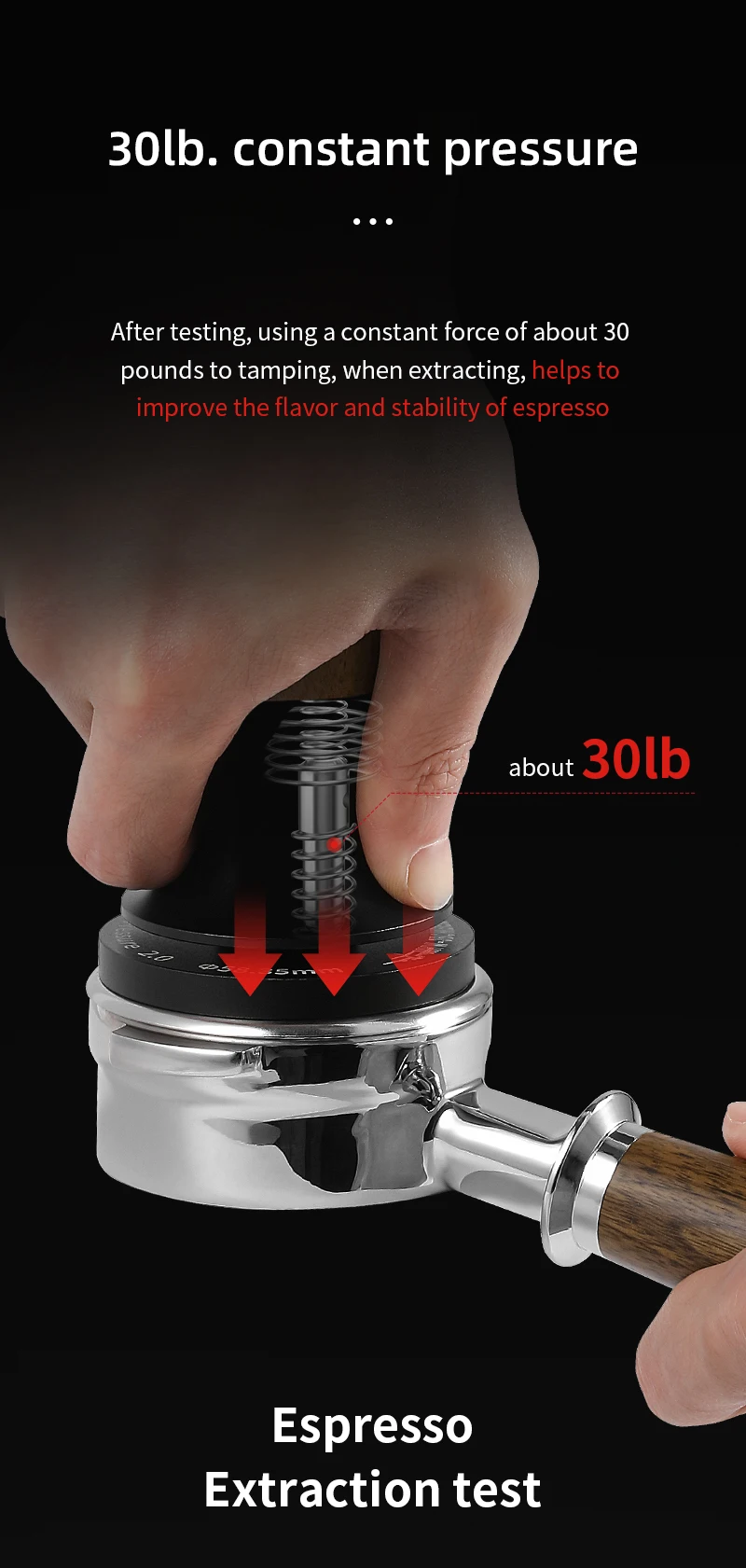 MHW-3BOMBER 30lb Constant Pressure Coffee Tamper 51mm 53mm 58mm Espresso Flat Tampers with Calibrated Spring Loaded Barista Tool