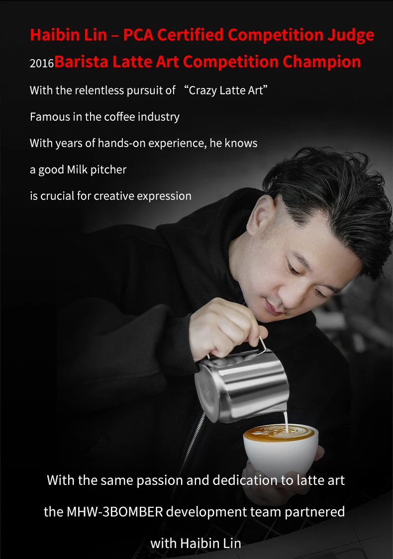 MHW-3BOMBER Milk Frother Jug 600ml Milk Frothing Pitcher Steaming Pitchers for Coffee/Cappuccino/Latte Art Coffee Accessories