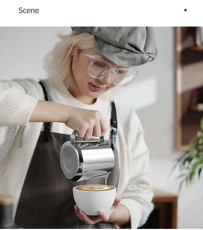MHW-3BOMBER Milk Frother Jug 600ml Milk Frothing Pitcher Steaming Pitchers for Coffee/Cappuccino/Latte Art Coffee Accessories