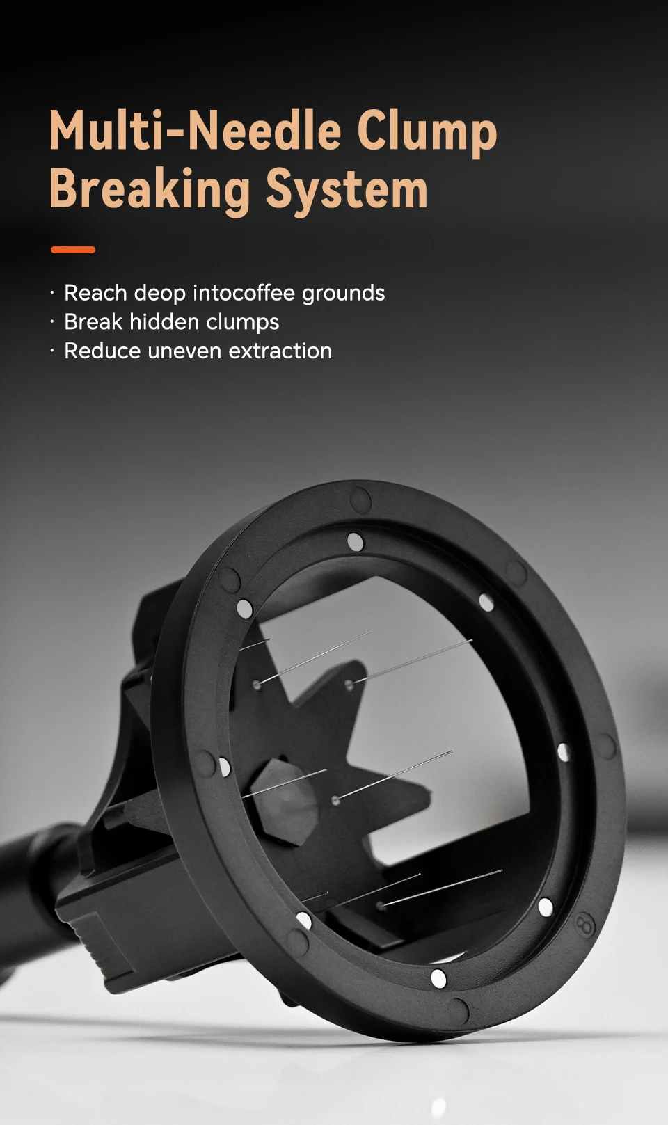MUVNA WDT Tool Needle Distribution for 51/53/58mm Portafilter, Press to Automatically Rotate with 9 Needles Coffee Accessories