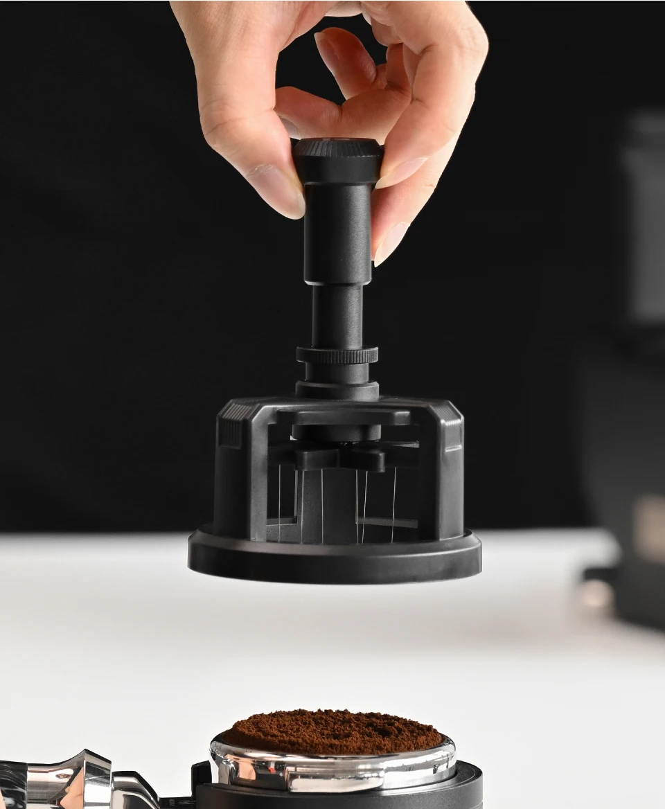 MUVNA WDT Tool Needle Distribution for 51/53/58mm Portafilter, Press to Automatically Rotate with 9 Needles Coffee Accessories