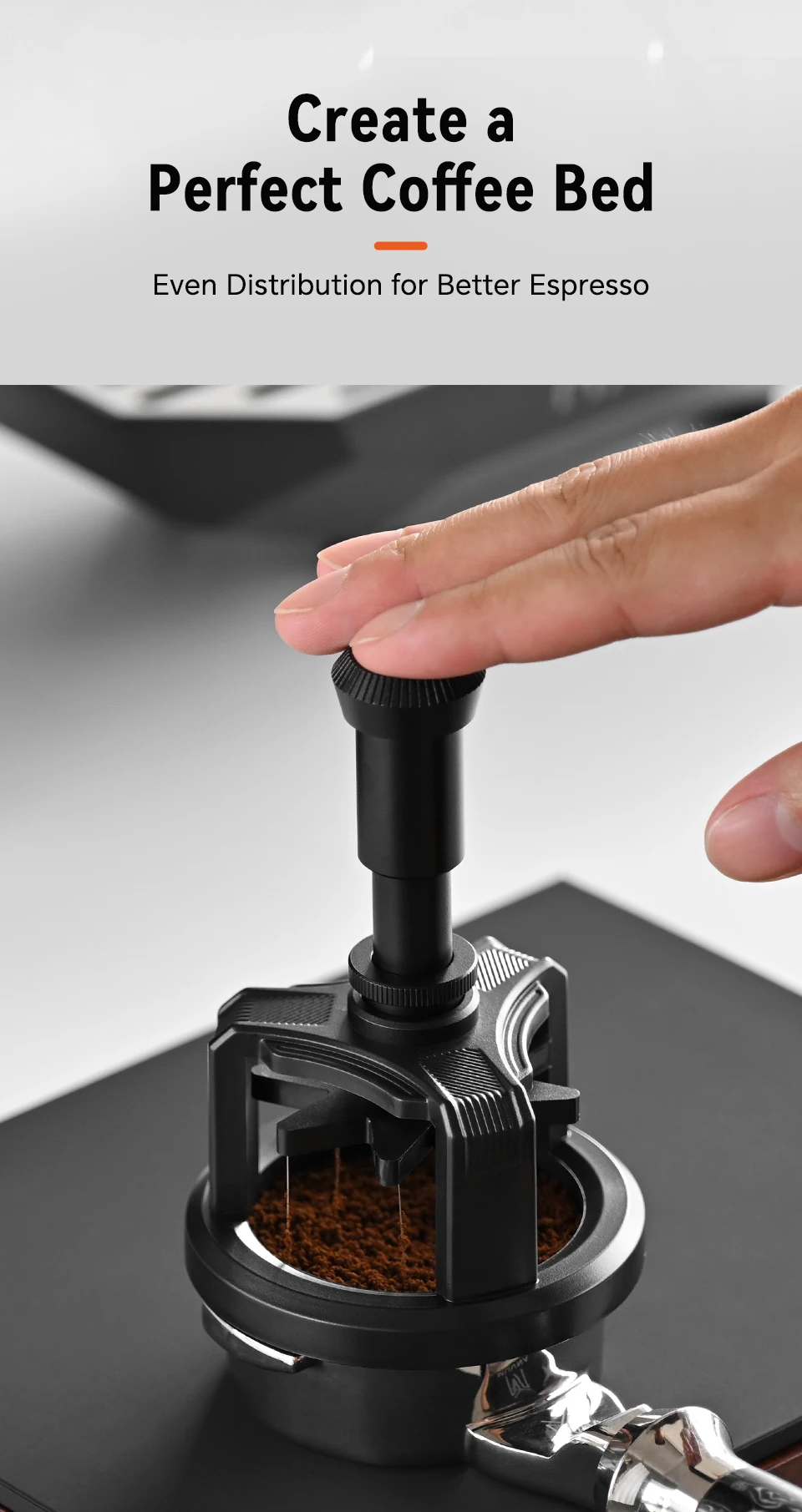 MUVNA WDT Tool Needle Distribution for 51/53/58mm Portafilter, Press to Automatically Rotate with 9 Needles Coffee Accessories