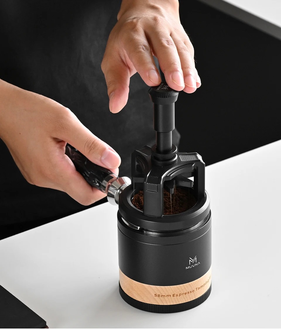MUVNA WDT Tool Needle Distribution for 51/53/58mm Portafilter, Press to Automatically Rotate with 9 Needles Coffee Accessories