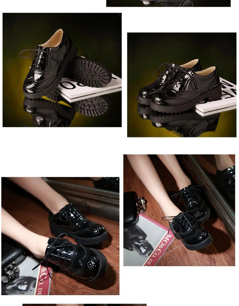 ORCHA LISA British style women brogue shoes cross tied mixed color round toe wingtip oxfords casual footwear sapatos chaussures
