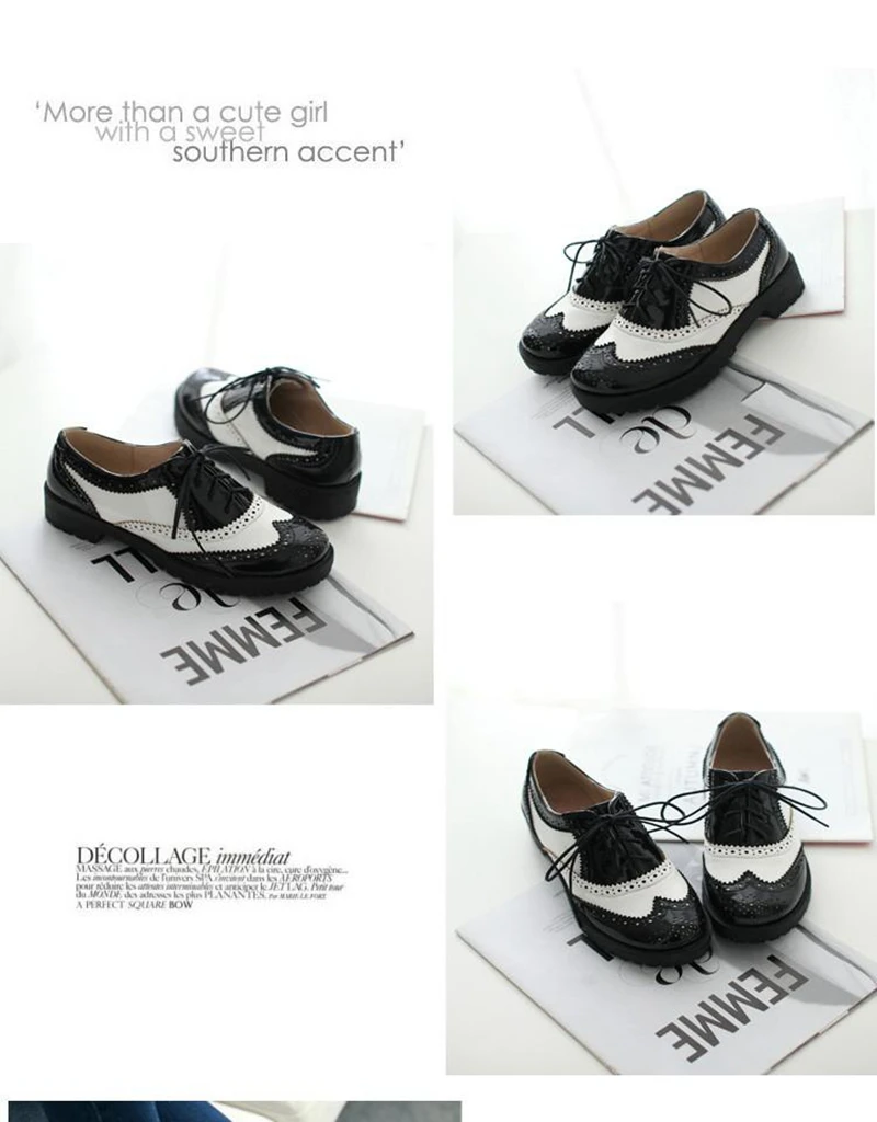 ORCHA LISA British style women brogue shoes cross tied mixed color round toe wingtip oxfords casual footwear sapatos chaussures
