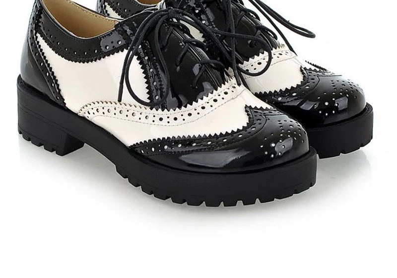 ORCHA LISA British style women brogue shoes cross tied mixed color round toe wingtip oxfords casual footwear sapatos chaussures