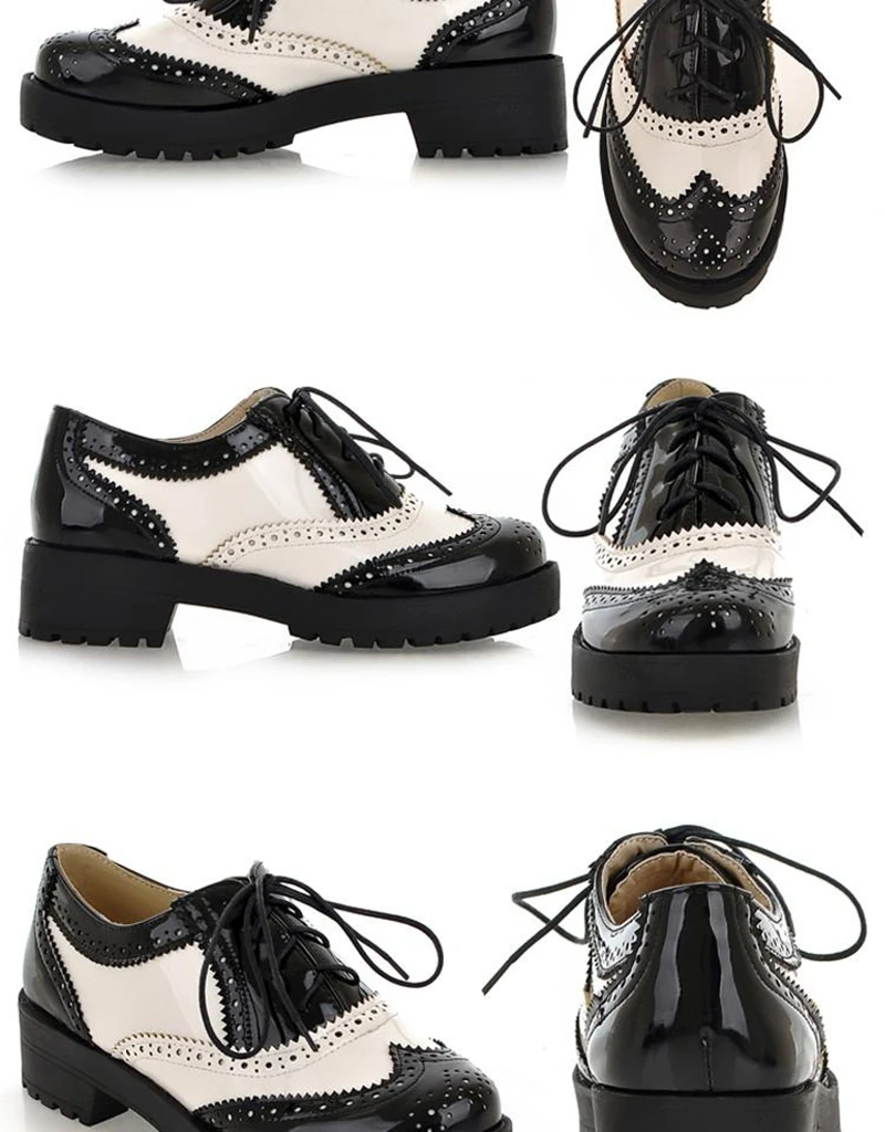 ORCHA LISA British style women brogue shoes cross tied mixed color round toe wingtip oxfords casual footwear sapatos chaussures