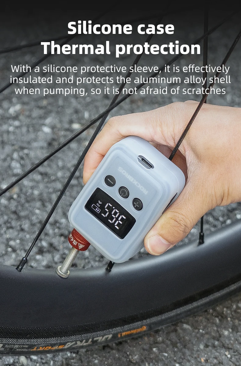 ROCKBROS 150PSI Portable Bike Electric Air Pump LED Display 500mAH Type-C Mini Compressor Tire Inflator MTB Road Bicycle Pump