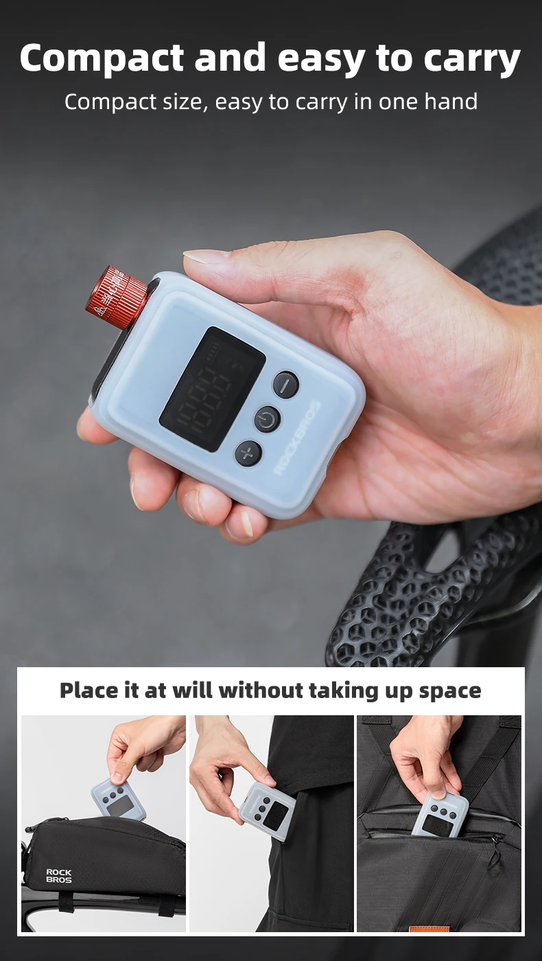 ROCKBROS 150PSI Portable Bike Electric Air Pump LED Display 500mAH Type-C Mini Compressor Tire Inflator MTB Road Bicycle Pump