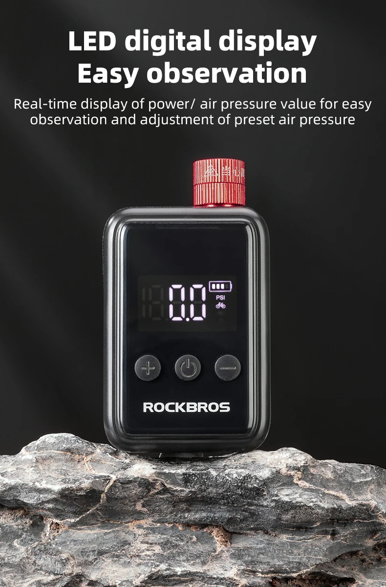ROCKBROS 150PSI Portable Bike Electric Air Pump LED Display 500mAH Type-C Mini Compressor Tire Inflator MTB Road Bicycle Pump