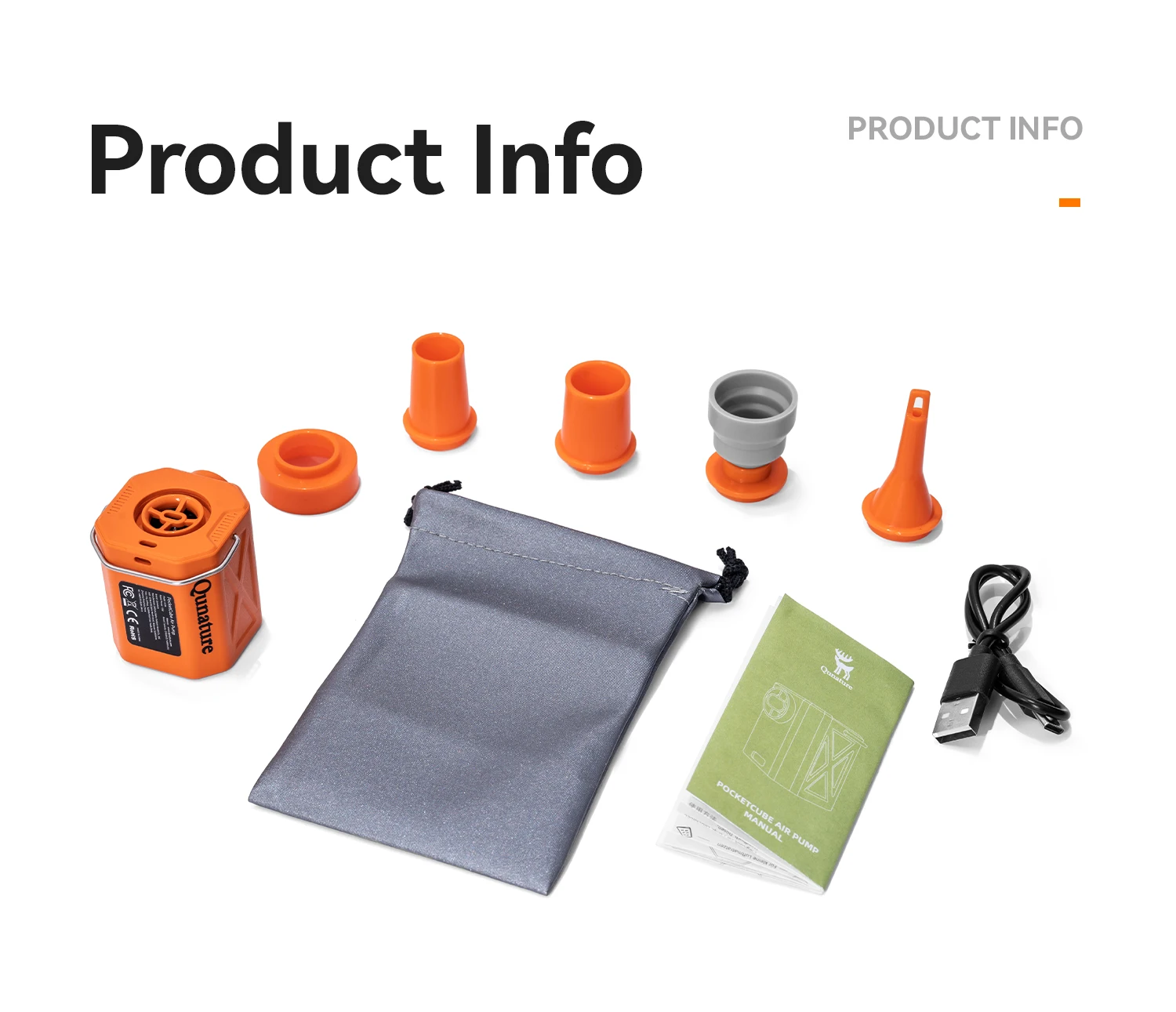 Qunature Air Pump Inflatable Outdoor Electric Inflator for Mattresses Pillows 3-mode lighting Portable Lightweight Pump