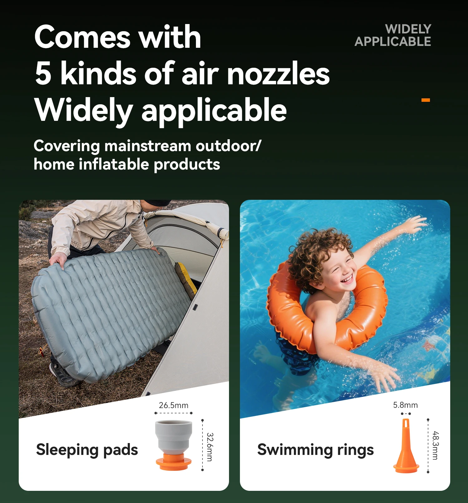Qunature Air Pump Inflatable Outdoor Electric Inflator for Mattresses Pillows 3-mode lighting Portable Lightweight Pump
