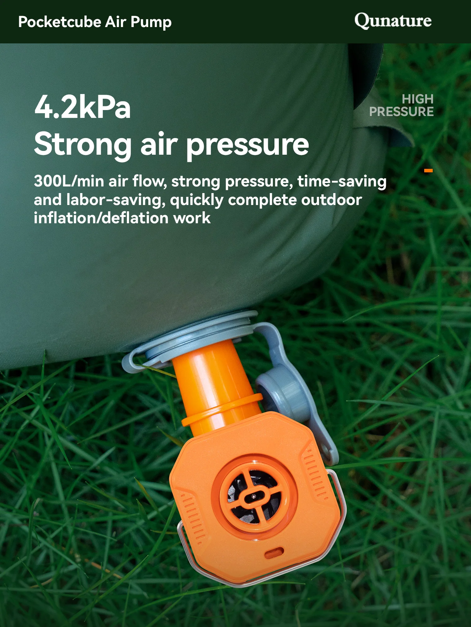 Qunature Air Pump Inflatable Outdoor Electric Inflator for Mattresses Pillows 3-mode lighting Portable Lightweight Pump