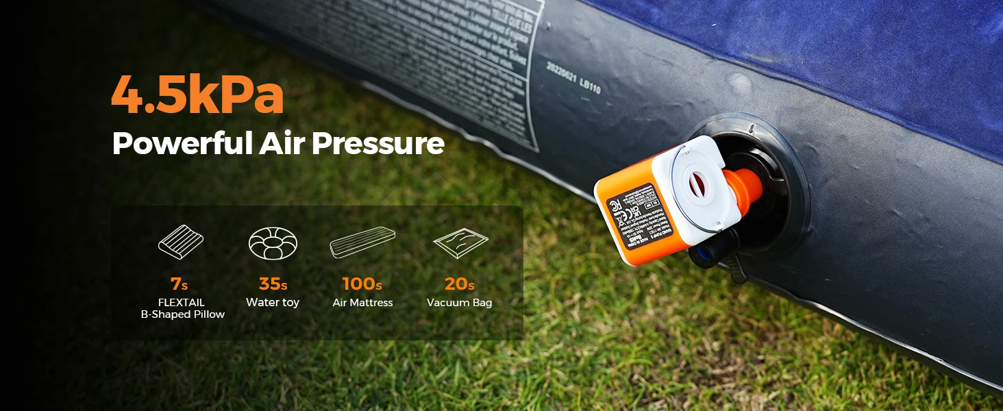 VOLLYC Electric Air Pump, NANO PUMP 5,Ultralight Portable Air Pump Rechargeable, suitable for air mattress, vacuum bag, camping