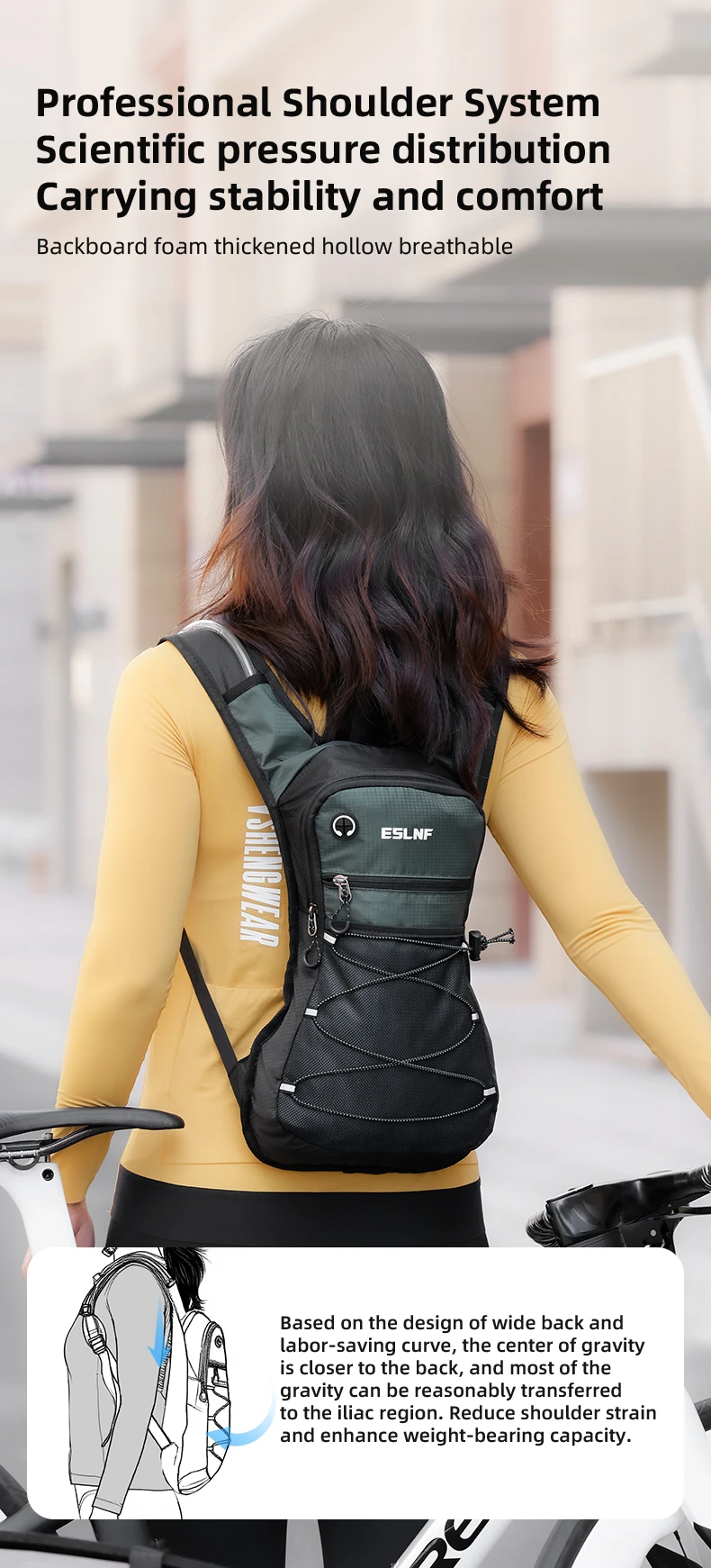 ESLNF Outdoor Bike Cycling Hiking Mountaineering Water Bag Backpack Sports Backpack Waterproof Large Capacity Off-Road Bag