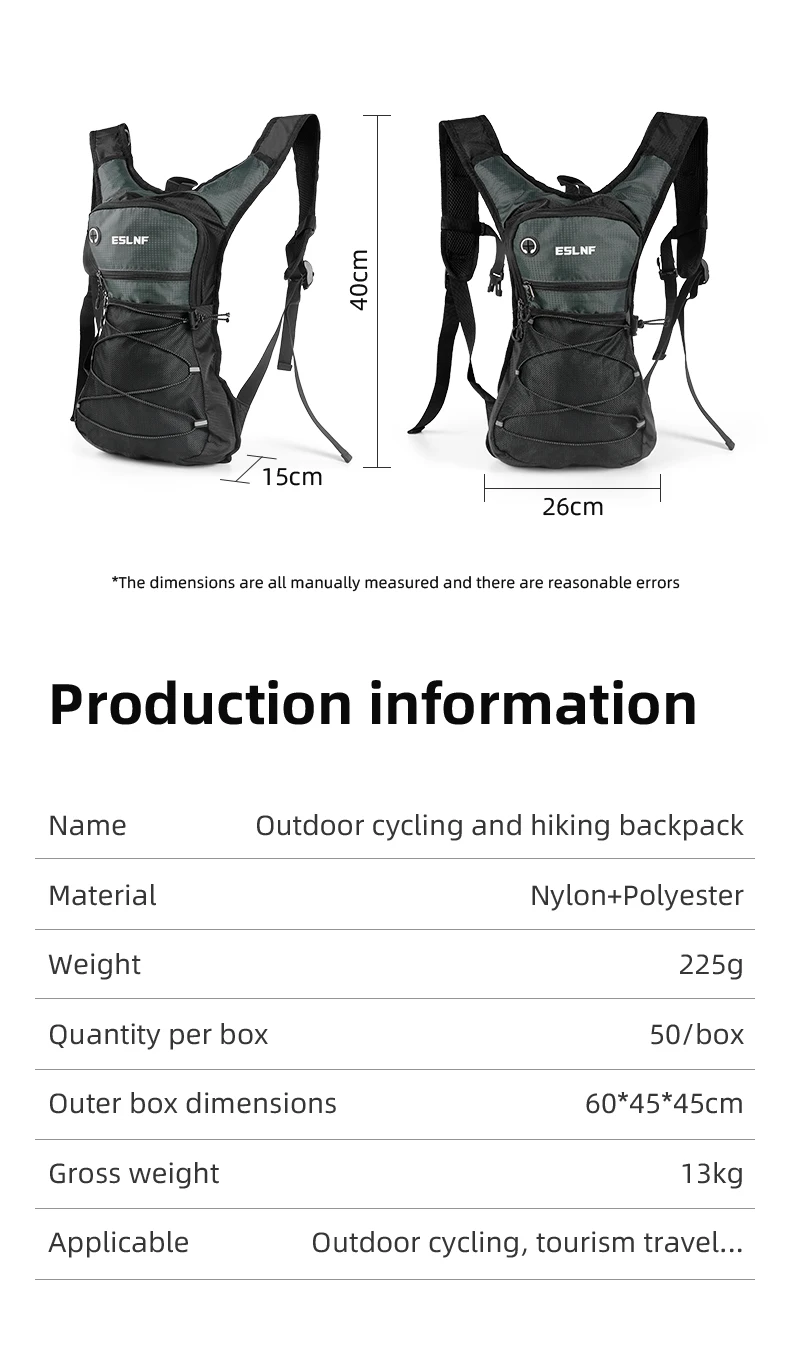 ESLNF Outdoor Bike Cycling Hiking Mountaineering Water Bag Backpack Sports Backpack Waterproof Large Capacity Off-Road Bag