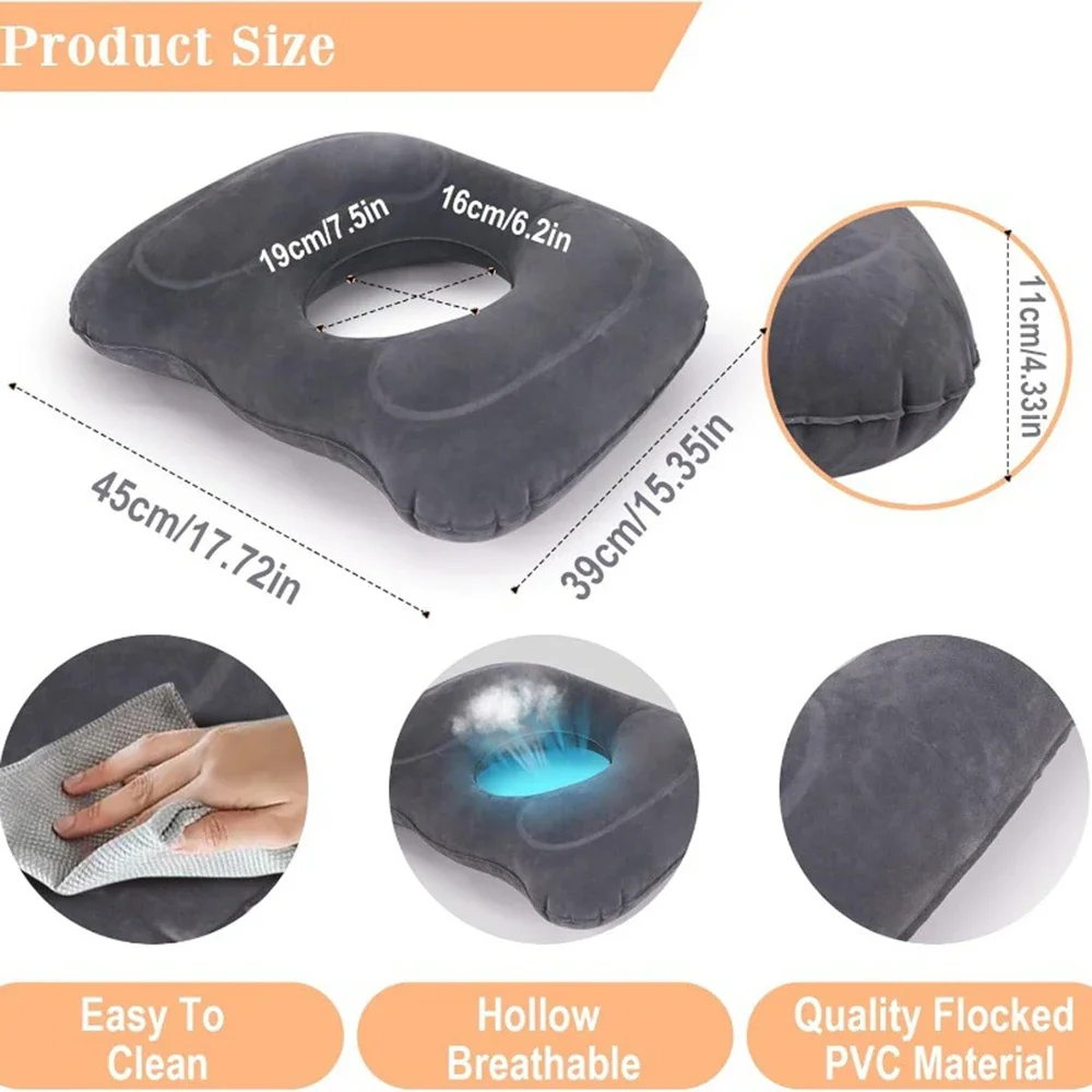 Inflatable Seat Cushion Donut Pillow Portable Wheelchair Cushion for Hemorrhoids and Bed Sores, Pregnancy for Home Office Car
