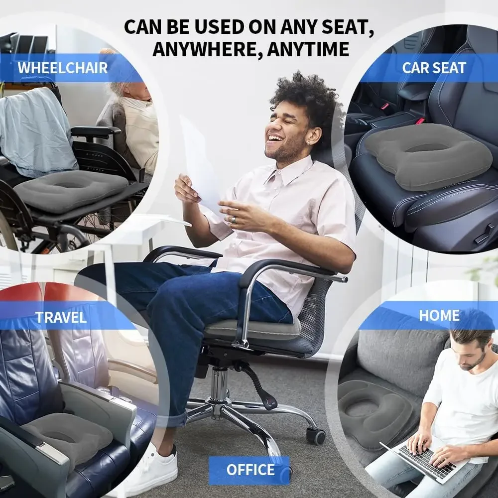 Inflatable Seat Cushion Donut Pillow Portable Wheelchair Cushion for Hemorrhoids and Bed Sores, Pregnancy for Home Office Car