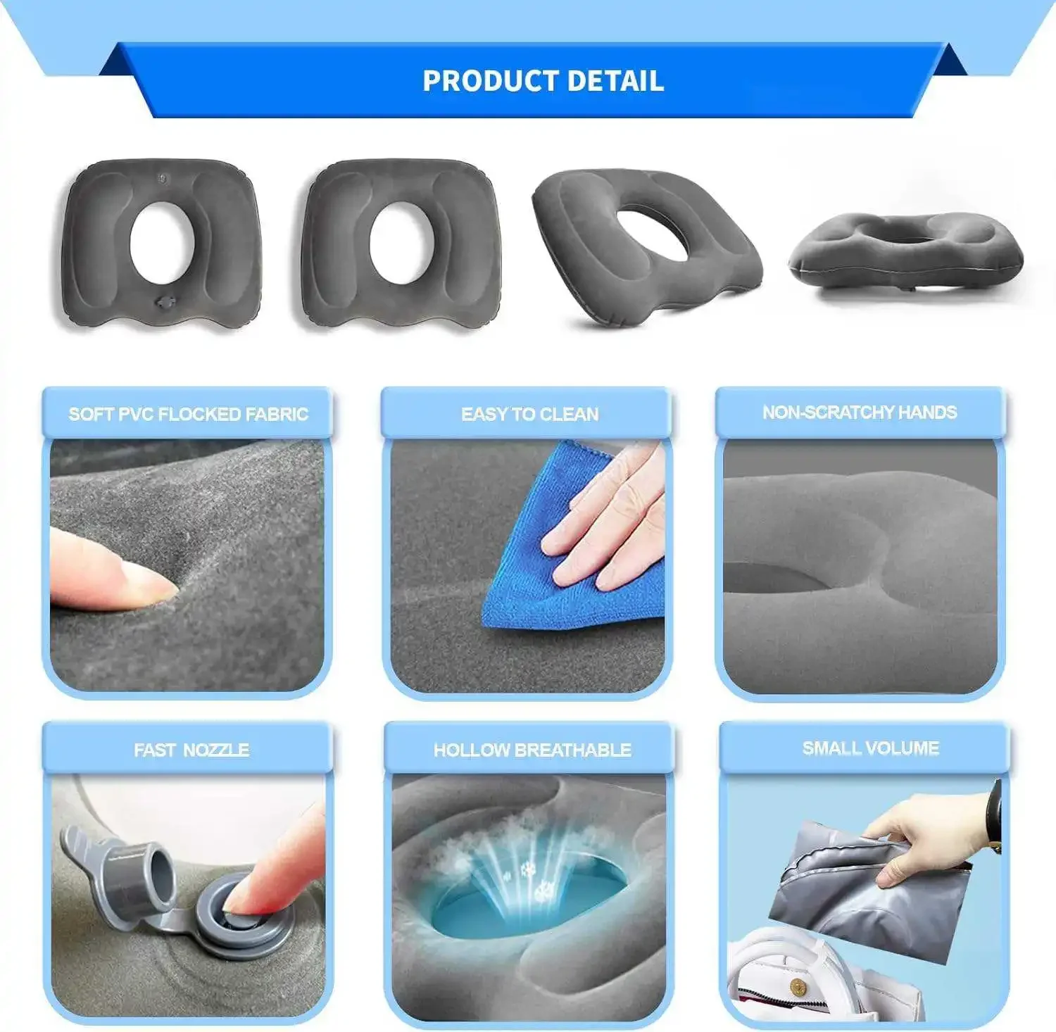 Inflatable Seat Cushion Donut Pillow Portable Wheelchair Cushion for Hemorrhoids and Bed Sores, Pregnancy for Home Office Car