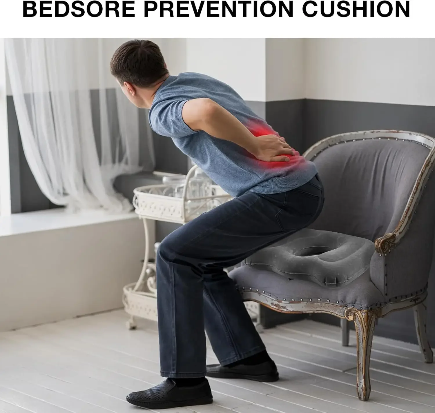Inflatable Seat Cushion Donut Pillow Portable Wheelchair Cushion for Hemorrhoids and Bed Sores, Pregnancy for Home Office Car