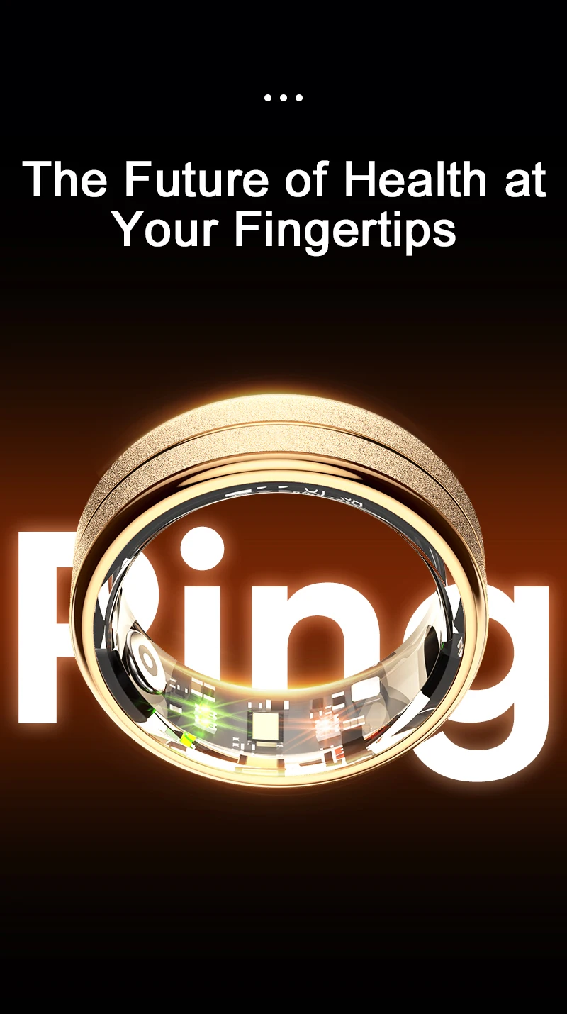 Smart Ring Men Women AI Health Analysis Heart Rate Body Temperature 5ATM Waterproof Multi Sport Modes Gesture Control Smart Ring