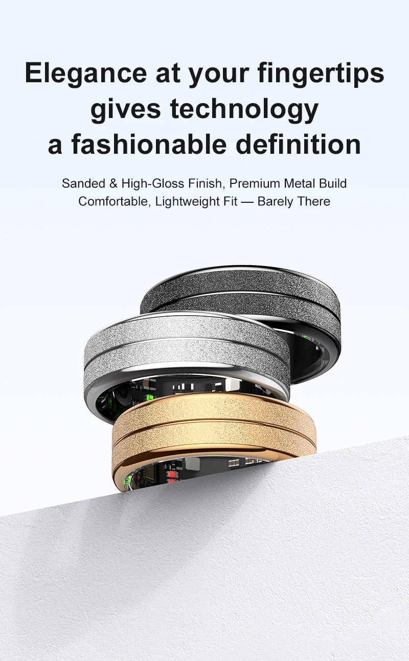 Smart Ring Men Women AI Health Analysis Heart Rate Body Temperature 5ATM Waterproof Multi Sport Modes Gesture Control Smart Ring