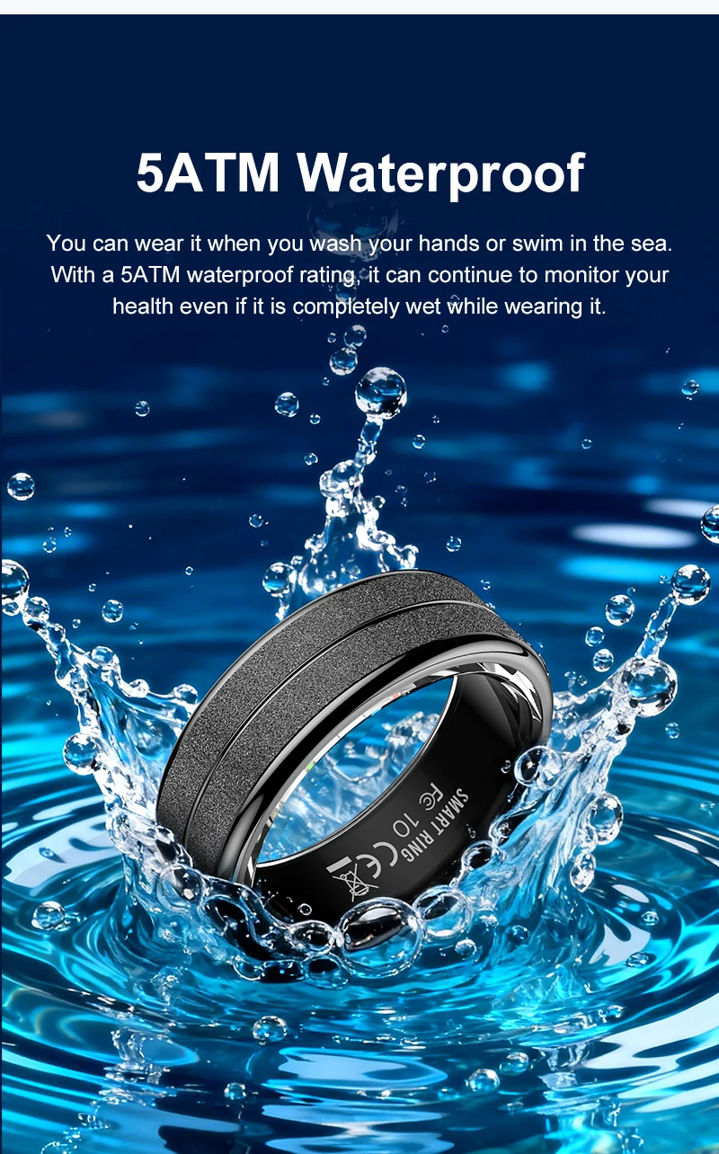 Smart Ring Men Women AI Health Analysis Heart Rate Body Temperature 5ATM Waterproof Multi Sport Modes Gesture Control Smart Ring
