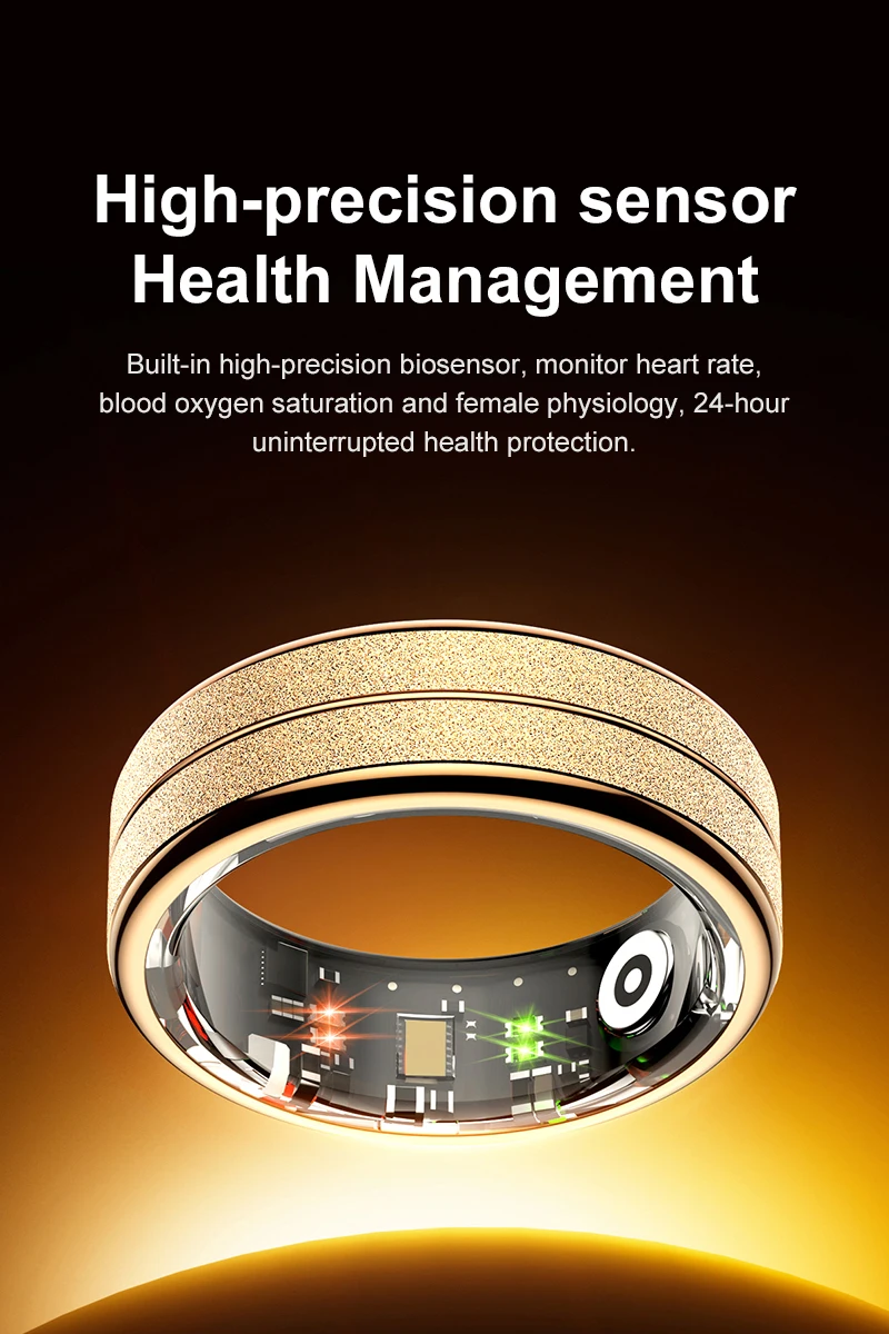 Smart Ring Men Women AI Health Analysis Heart Rate Body Temperature 5ATM Waterproof Multi Sport Modes Gesture Control Smart Ring