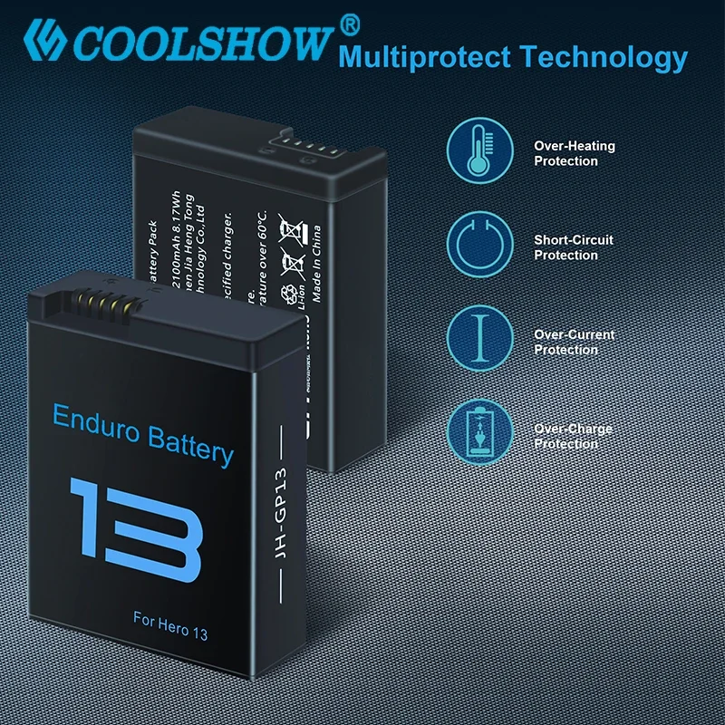 2100mah Battery for Gopro Hero 13 Black / Go Pro Hero13 Batteries Charger Action Camera Battery for Gopro13 Accessories