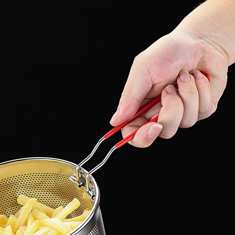 1PC Stainless Steel Fried Mesh Kitchen Fry Basket Cooking Basket Fry Pan Oil Pan Strainer Noodle Spoon Colander French Fries